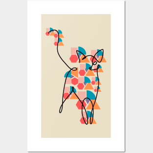 Geometric cat, basic shapes design Posters and Art